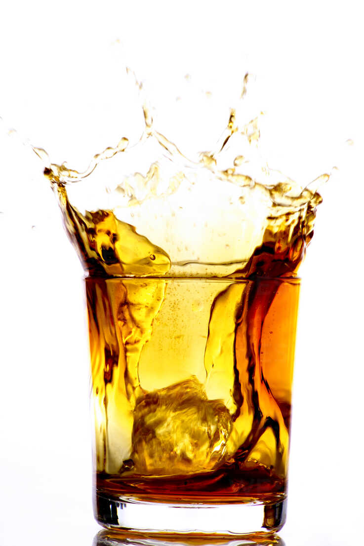 Whiskey With Ice Cubes In Glass Stock Photo, Picture and Royalty
