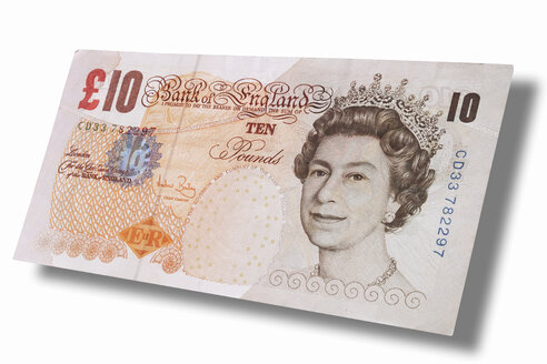 Britische Währung Banknoten Zehn britische Pfund, Nahaufnahme - 01612CS-U