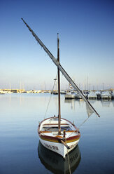 Sailing boat at harbour of Montgri, Costa Brava, Catalonia, Spain - MS01216