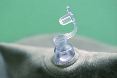 Valve of airbed, close-up stock photo