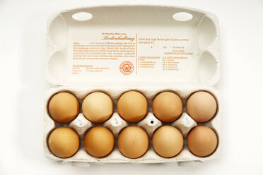 Eggs in egg carton, elevated view - 02003CS-U