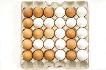 Eggs in egg carton, elevated view - 02002CS-U
