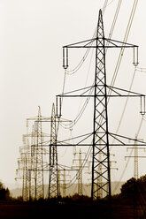 Electricity pylons and power lines, low angle view - 02433CS-U