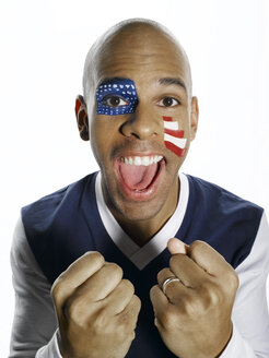 Mann mit USA-Flagge im Gesicht - LMF00466