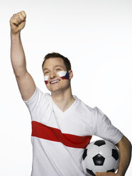 Fußballfan mit tschechischer Flagge im Gesicht - LMF00443