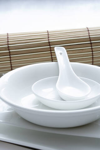 White porcelain dishes stock photo
