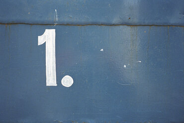 Number 1' painted on wall, close-up - PMF00395