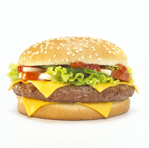 Cheeseburger, Nahaufnahme, lizenzfreies Stockfoto