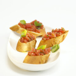 White bread with tomatoes and basil, bruschetta - WESTF00386