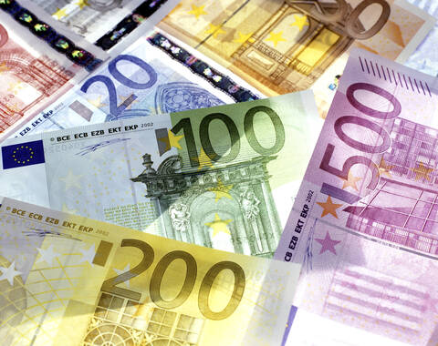Euro notes, close-up stock photo
