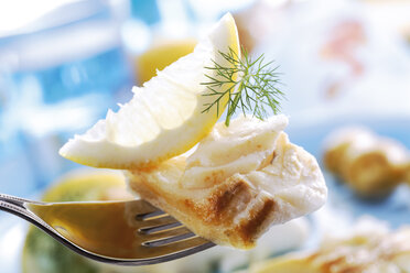 Codfish with dill and lemon slice on fork - 04007CS-U