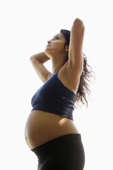 Pregnant woman, hands in hair - LDF00256