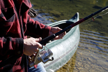 Man fishing in lake, close-up - HHF00951