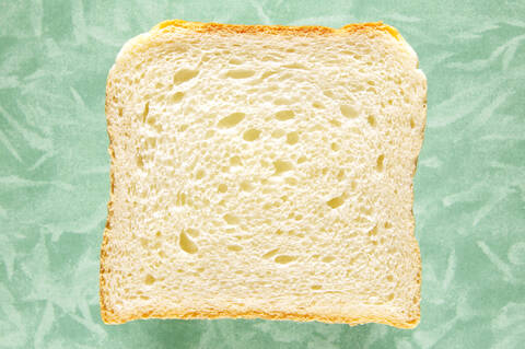 Slice of toast, close-up, elevated view stock photo
