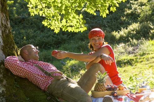 Ehepaar beim Picknick unter einem Baum - HHF00991