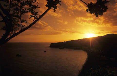 Spanien, la Gomera, Sonnenuntergang am Playa Santiago, lizenzfreies Stockfoto