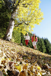 Älteres Paar beim Nordic Walking, niedriger Blickwinkel - WESTF04282