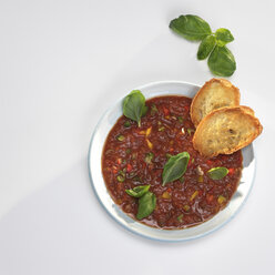 Gazpacho, Spanish cold tomato soup in bowl - WESTF04608