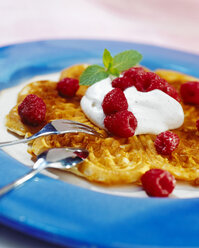 Waffle with raspberry and cream - CHKF00409