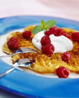 Waffel mit Himbeeren und Sahne - CHKF00409