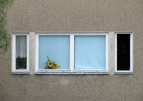 Window on building exterior stock photo