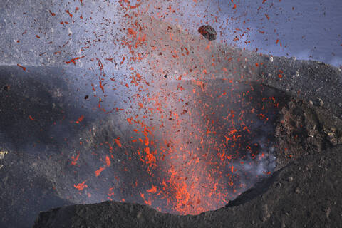 Italien, Ausbruch des Vulkans Stromboli, lizenzfreies Stockfoto