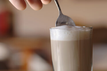 Glass of milk coffee, close-up - ASF03188