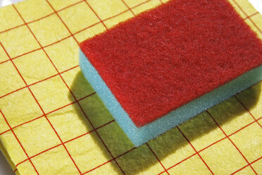 Cleaning cloth and sponge, close-up - TLF00196