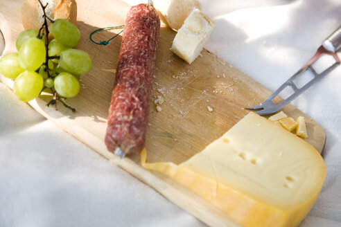 Wurst und Käse auf dem Schneidebrett - MAEF00551