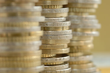 Piled euro coins, close-up - ASF03466