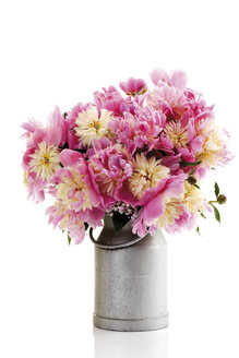 Bunch of peonies in milk can (Paeonia), close-up - 07031CS-U