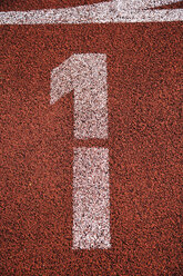 Painted '1' on running track, close-up - 07742CS-U