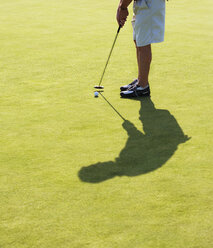 Österreich, Männlicher Golfer, der sich auf den Abschlag vorbereitet, Tiefschnitt - WWF00312