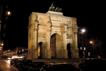 Victory Gate in Munich at night, Bavaria, Germany - 07871CS-U