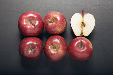 Red apples, elevated view stock photo