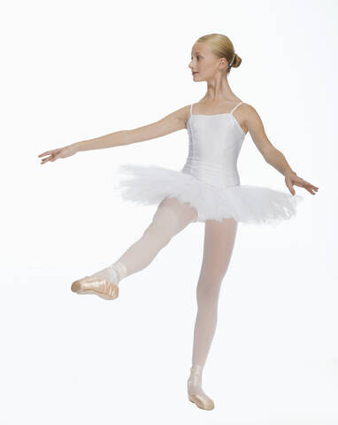Junge Ballerina (14-15), tanzend, Porträt, lizenzfreies Stockfoto