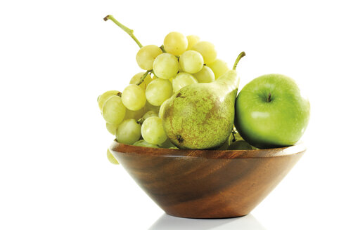 Grapes, pear and apple in wooden bowl - 08299CS-U