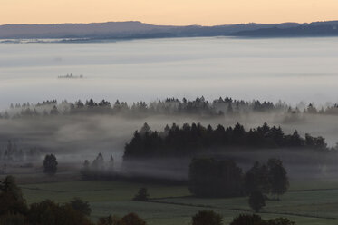 Deutschland, Bayern, Landschaft im Morgennebel - EKF00932