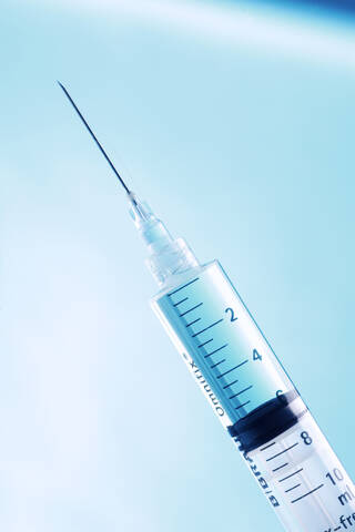 Medical syringe, close up stock photo