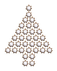 Zimtplätzchen, in Form eines Weihnachtsbaums, erhöhte Ansicht - TCF00494