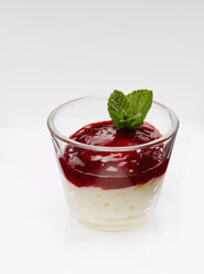 Glass of bavarian cream with raspberry puree - KMF01242