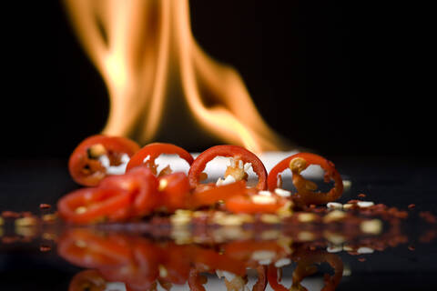 Pepper on fire stock photo