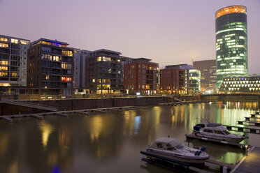 Germany, Frankfurt on the Main, Westhafen Tower at night - WD00076