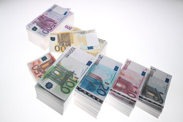 Stack of Euro banknotes, elevated view - NLF00016