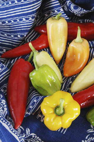 Different Pepper on cloth stock photo