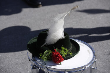 Germany, Bavaria, Penzberg, Traditional hat on drum - TCF00844