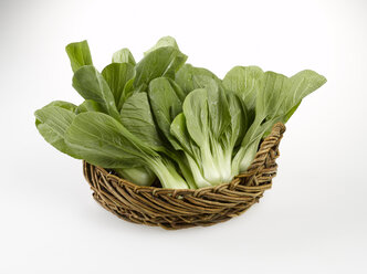 Bok choy, chinesischer Selleriekohl im Korb, Nahaufnahme - KSWF00173