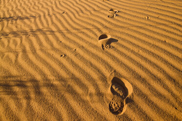 Africa, Namibia, Footprints in the sand dunes - FOF00826