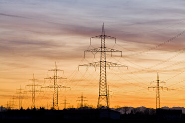 Germany, Bavaria, Pylons at sunset - FOF00860