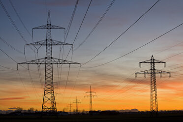 Germany, Bavaria, Pylons at sunset - FOF00858